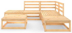 6 pcs conjunto lounge de jardim pinho maciço