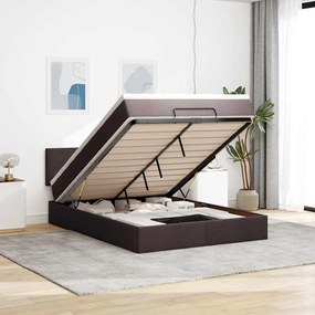 vidaXL Cama otomana com colchão &amp; LEDs 140x190 cm castanho escuro