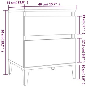 Mesa de cabeceira 40x35x50 cm branco brilhante