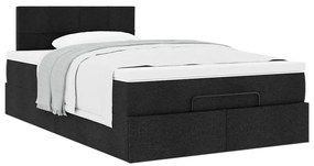 Cama otomana com colchão 120x190 cm tecido preto