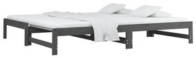 Sofá-cama de puxar 2x(90x200) cm pinho maciço cinza