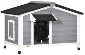 PawHut Casa para Cães de Madeira 97x72x65 cm Casa para Animais de Esti