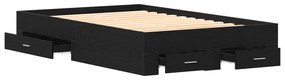 Cama com Gavetas vidaXL Carvalho Preto 120x190 cm Madeira de Engenhari