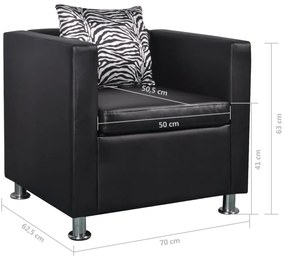 Poltrona em couro artificial preto