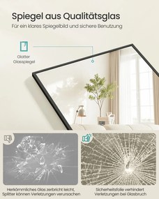 Espelho Pé de corpo inteiro com 150 x 40 cm e moldura resistente e Vidro temperado Preto 