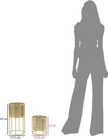 CONJUNTO DE 2 SUPORTES PARA VASOS GOLVY DOURADO Ø 21X40-19X22 CM (PLANTAS NÃO INCLUIDAS)