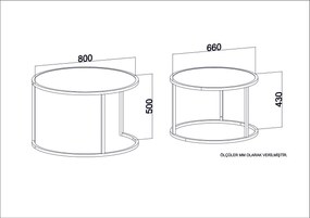 Conjunto de Mesas Tambur – Nogueira/Preto – 66x43x66 cm e 80x50x80 cm