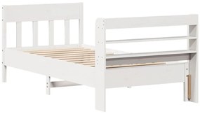 Cama sem colchão 75x190 cm madeira de pinho maciça branco
