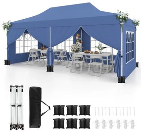 Gazebo pop-up com 6 paredes laterais e entradas com zíper, gazebo portátil instantâneo para festas e piqueniques, 3 x 6 m, preto