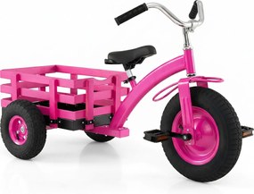 Triciclo Infantil Evolutivo, 117 x 55 x 68 cm, Assento e Guiador Ajustáveis, Rosa
