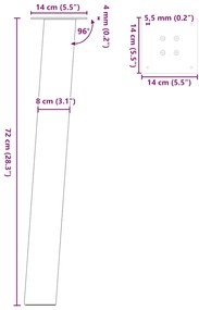 Pés de mesa de console 4 peças aço natural 72 cm aço