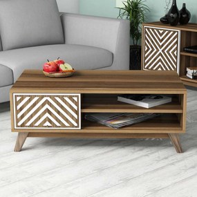 Mesa de Centro Inci – Nogueira e Branco – 105x38,2x60 cm