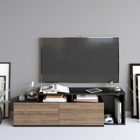 Móvel TV Nexera – Preto e Nogueira – 149,8 x 42,9 x 35,3 cm