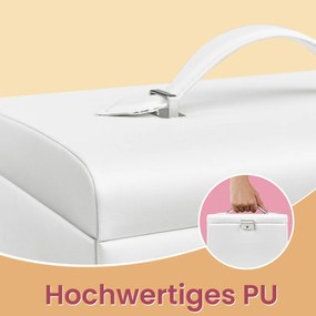 Caixa de joias de 4 compartimentos, com espelho e gavetas 17,5 x 22,5 x 16,5 cm Branco-bege