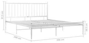 Estrutura de cama 200x200 cm metal branco