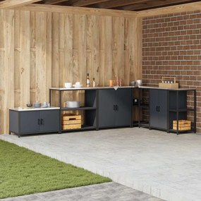 vidaXL Armazenamento de Cozinha Antracite 60 x 50 x 92 cm Aço