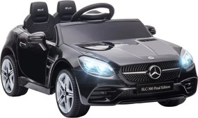 AIYAPLAY Carro Elétrico Mercedes SLC 300 12V Controlo Remoto Faróis LED Música TF USB Abertura Porta 3-5km/h 107x62,5x44 cm Preto | Aosom Portugal