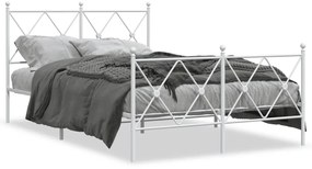 Estrutura de cama com cabeceira e pés 120x200 cm metal branco