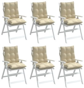 Almofadões cadeira encosto baixo 6 pcs tecido oxford bege