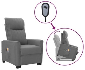vidaXL Poltrona elevatória de massagens tecido cinzento-claro