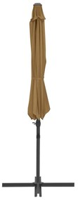 Guarda-sol cantilever c/ poste de aço 300 cm cinza-acastanhado