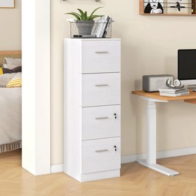 Bloco Gavetas de Escritório com 4 Gavetas Fechadura e Suportes Ajustáveis para Documentos A4 e Letter Branco 40x42x130,8 cm Branco