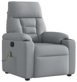 vidaXL Poltrona de massagens reclinável tecido cinzento-claro