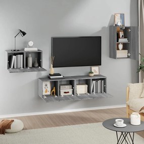Conjunto móveis de TV 4 pcs madeira processada sonoma cinza