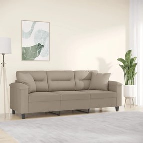 vidaXL Sofá 3 lugares c/ almofadas 180 cm microfibra cinza-acastanhado