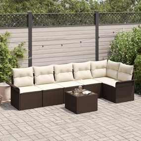 Conjunto de Sofá de Jardim vidaXL de 6 Peças com Almofadas Rattan Poli
