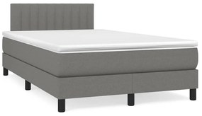 Cama box spring c/ colchão e LED 120x190 cm tecido cinza-escuro