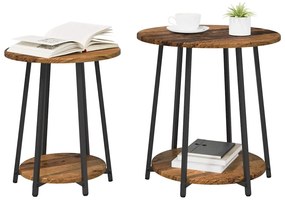 Conjunto de Mesas de Apoio 2 pcs em Madeira Velha, Madeira Engenharia