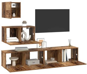 Conjunto de móvel de TV 4 pcs Madeira antiga 80 x 30 x 30 cm