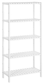 Prateleiras de armazenamento de banheiro de 5 camadas SONGMICS, prateleira de cozinha de bambu com 9 alturas ajustáveis, expositor multifuncional na sala de estar, corredor, 60 x 26 x 130 cm, branco BCB35WT