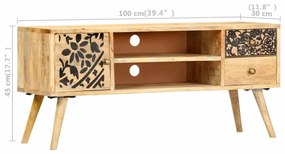 Móvel de TV 100x30x45 cm madeira de mangueira maciça