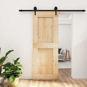 VidaXL Porta de correr com ferragens 80x210 cm madeira de pinho maciça
