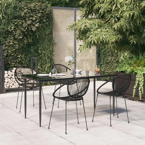 vidaXL Conjunto de jantar para jardim 5 pcs vime PVC preto