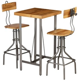 Conjunto de bar 3 pcs teca recuperada maciça