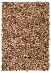 vidaXL Tapete shaggy couro genuíno 120x170 cm bronze