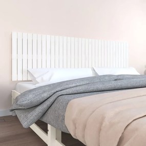 vidaXL Cabeceira de parede 204x3x60 cm madeira de pinho maciça branco