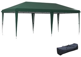 Outsunny Tenda para Festas 6x3 m com Altura Ajustável em 3 Níveis Bolsa de Transporte Estrutura de Aço Anti-UV Verde