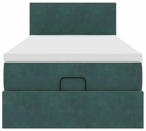 Estrutura de cama otomana colchão 90x200 cm veludo verde escuro