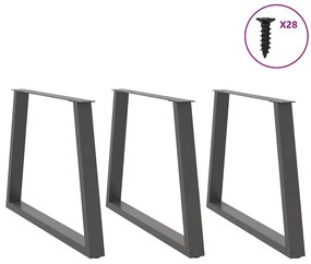 Pés para mesa de jantar em V, 3 peças, antracite, 90x (72-73,3) cm, aç