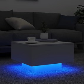 Mesa de centro com luzes LED 55x55x31 cm branco