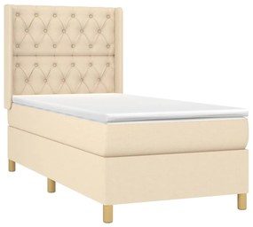 Cama box spring c/ colchão e LED 80x200 cm tecido cor creme