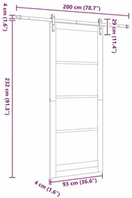 Porta Deslizante vidaXL com Conjunto de Ferragens Branca 93x232 cm Mad