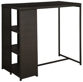 5 pcs conjunto de bar p/ jardim com almofadões vime PE castanho