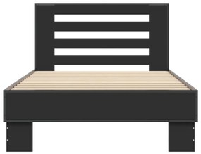 Estrutura de cama 90x190 cm derivados de madeira e metal preto