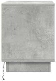 Cômodas de Cabeceira com Luzes LED 2 pcs Cinza Concreto 44x34,5x45 cm