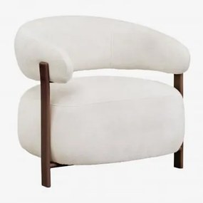 Poltrona Em Tecido Chenille E Ferro Jolie Madeira Escura & Chenille Bege Creme - Sklum